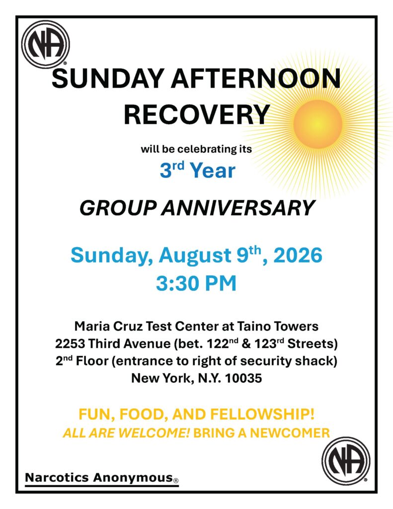 sunday afternoon recovery group anniversary flyer